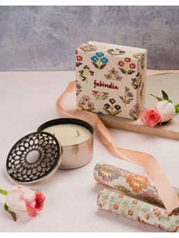 Fabindia - Silver Idris Lavendar Fragrance Container Candle