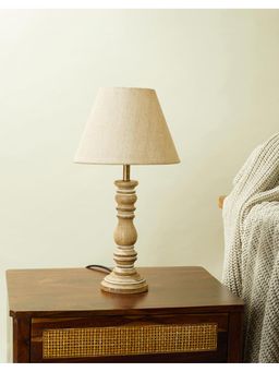 Fabindia - White Tvashti Wooden Lamp Without Shade