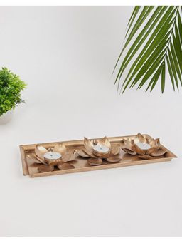 Fabindia - Gold Raivath Metal Plated Tea Light Holder Set Of 4