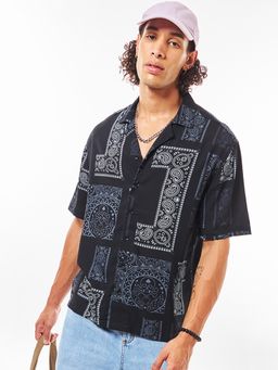 Bewakoof - Men's Black All Over Printed Oversized Shirt