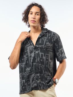 Bewakoof - Official Marvel Men's Black All Over Printed Shirt
