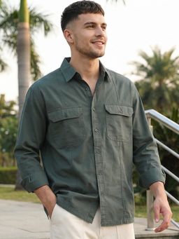 Bewakoof - Men's Grey Oversized Cargo Shirt
