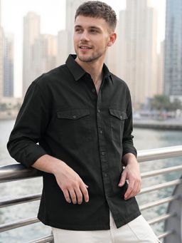 Bewakoof - Men's Jet Black Oversized Cargo Shirt