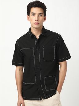 Bewakoof - Men's Jet Black Oversized Shirt