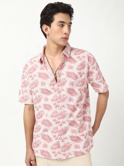 Bewakoof - Men's Soft Peach All Over Printed Oversized Shirt