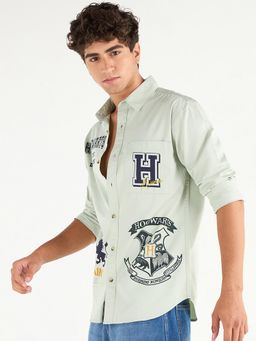 Bewakoof - Harry Potter Men's Green Graphic Printed Shirt