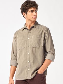 Bewakoof - Men Beige Corduroy Shirt