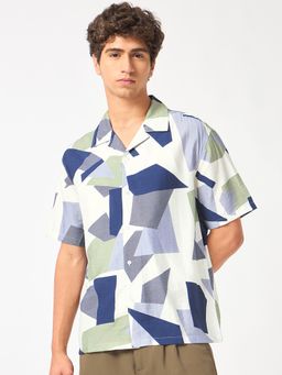 Bewakoof - Men's Blue All Over Printed Oversized Shirt