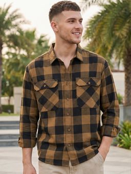 Bewakoof - Men Brown Checked Oversized Shirt