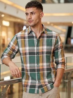 Bewakoof - Green Checked Pure Cotton Shirt