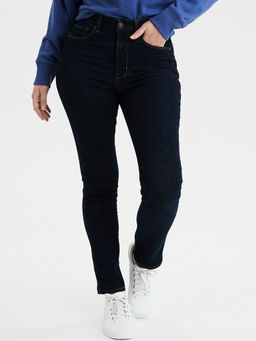 American Eagle - Women Blue High Rise Curvy Skinny Kick Jeans