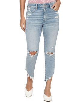 American Eagle - Women Blue Next Level Stretch Ripped High Rise Crop Jegging
