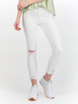 American Eagle - Women White Ripped High Rise Jegging