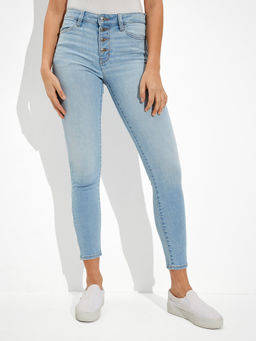 American Eagle - Women Blue High Rise Crop Jegging