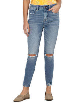 American Eagle - Women Blue Ripped High Rise Jegging