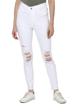 American Eagle - Women White Ripped High Rise Jegging