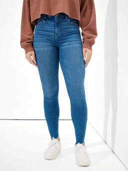American Eagle - Women Blue Ripped High Rise Curvy Jegging