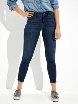American Eagle - Women Blue Low Rise Crop Jegging