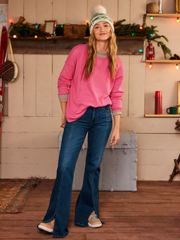 American Eagle - Women Navy Next Level Stretch High Rise Flare Jeans