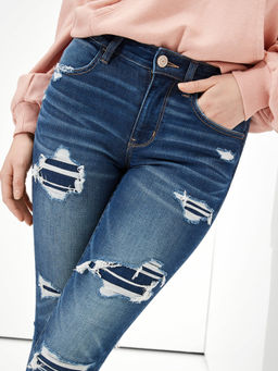 American Eagle - Women Blue Patched High Rise Jegging