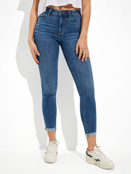 American Eagle - Women Blue High Rise Crop Jegging
