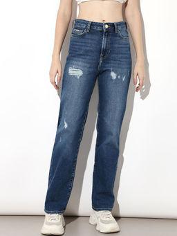 ONLY - Women Solid Straight Fit Mid-Rise Blue Jeans