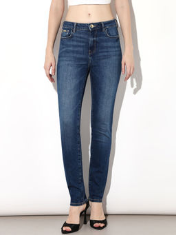 ONLY - Women Solid Skinny Fit Mid-Rise Blue Jeans