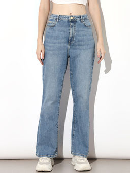 ONLY - Women Solid Flared High-Rise Blue Jeans