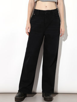ONLY - Women Solid Straight Fit Mid-Rise Black Jeans