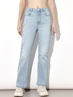 ONLY - Women Solid Straight Fit High-Rise Blue Jeans