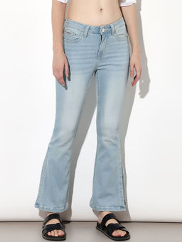 ONLY - Women Solid Flared Mid-Rise Blue Jeans