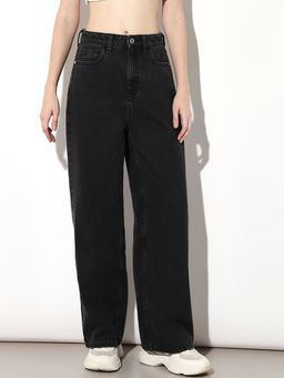 ONLY - Women Solid Straight Fit High-Rise Black Jeans