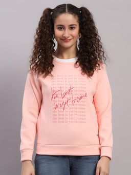 Monte Carlo - Women Pink Typography Regular Fit Sweatshirt