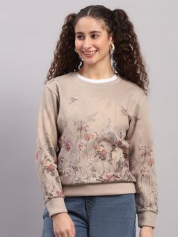 Monte Carlo - Women Beige Regular Fit Floral Sweatshirt