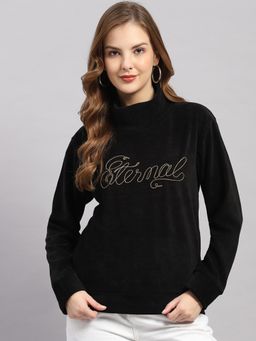 Monte Carlo - Women Black Typography Regular Fit Sweatshirt