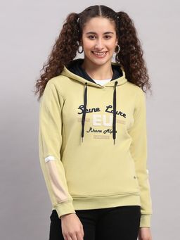 Monte Carlo - Women Green Typography Regular Fit Hoodie