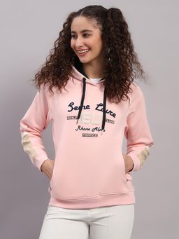 Monte Carlo - Women Pink Typography Regular Fit Hoodie
