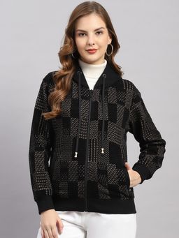 Monte Carlo - Women Brown Checks Regular Fit Hoodie