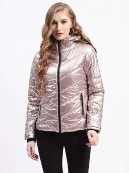 Madame - Rose Gold Zipped Quilted Puffer Jacket