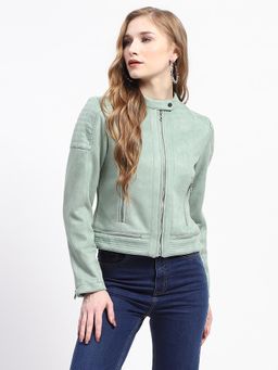 Madame - Mint Faux Suede Biker Jacket