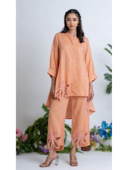 The House of Hemp - Women Orange Latest Stylish Kurta and Pant (Set of 2)
