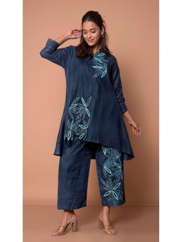 The House of Hemp - Women Navy Blue Latest Stylish Kurta and Pant (Set of 2)