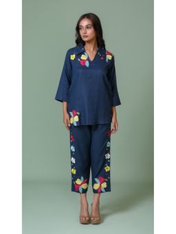 The House of Hemp - Women Navy Blue Latest Stylish Co-Ord (Set of 2)