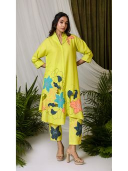 The House of Hemp - Women Green Latest Stylish Kurta and Pant (Set of 2)