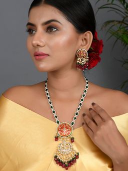 DASTOOR - Womens Gold Plated Designer Necklace Set