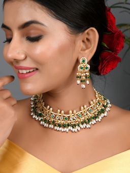 DASTOOR - Womens Gold Plated Designer Necklace Set