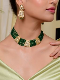 DASTOOR - Womens Gold Plated Designer Necklace Set