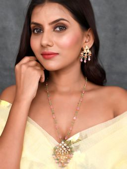 DASTOOR - Womens Gold Plated Designer Necklace Set