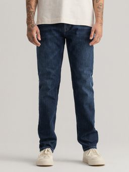 GANT - Men Navy Blue Solid Regular Fit Jeans