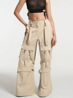 Off Duty India - Tokyo Chic Utility Pocket Cargos-Beige